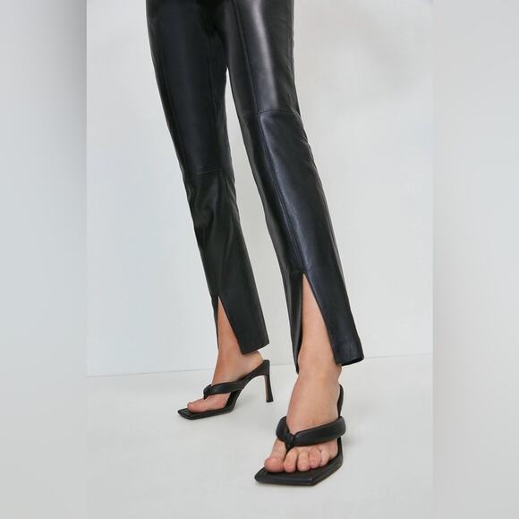 Jason Wu Black Vegan Leather Split Hem Trouser Pants Small - Picture 12 of 16